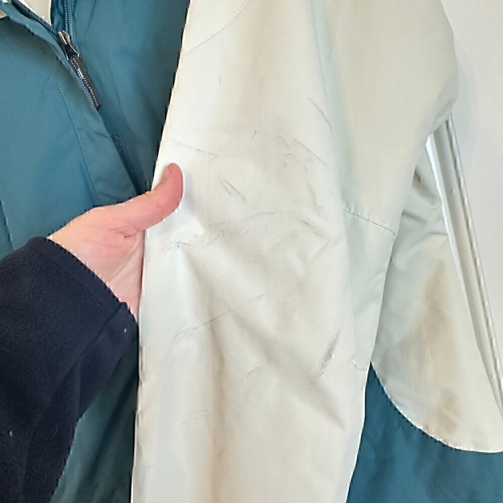 VINTAGE 80s / 90s windbreaker hoodie jacket full zip with pockets women's large - Picture 8 of 13